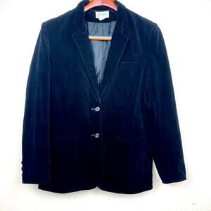 Vintage Womens Blazer Sz M Velvet Whimsigoth Dark Academia Holiday Gothic Black